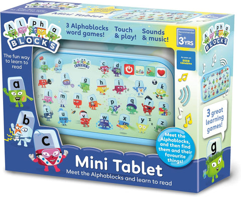 ALPHABLOCKS MiniTablet Toy, New, but open, damaged box, tested, needs batteries