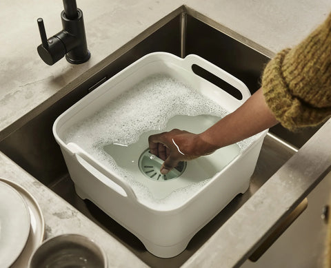 Wash&Drain™ Stone Green Washing-up Bowl, white/grey, new, dusty from storage