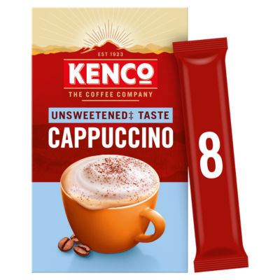 Kenco Unsweetened Cappuccino Instant Coffee 8 Sachets (8x11.1g- 88.8g) - best before 13/04/25