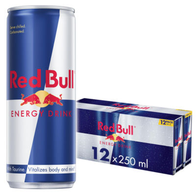 Red Bull  Energy Drink, 12x250ml cans- best before 03/26 -open pack, taped, some cans may be dented