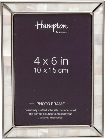 Hampton Frames CEYLON Silver with Mother of Pearl Frame 4x6'', condition new, open box