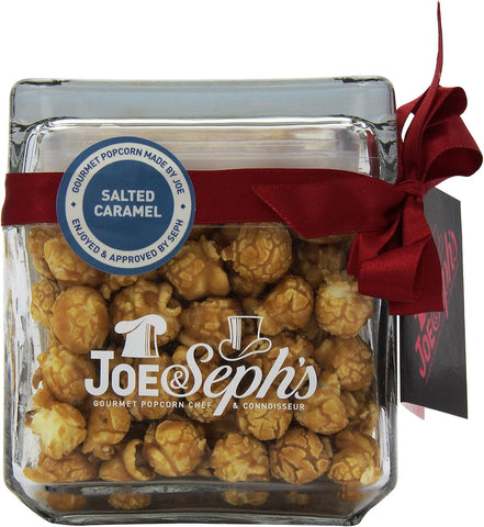 Joe & Seph's Salted Caramel Popcorn 120g Square Jar, best before 31/12/24