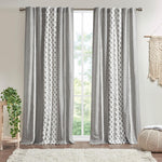 INK+IVY Imani Cotton Geometric Print, Single Panel Window Curtain, Fits up to 1.25" Diameter Rod, 50" x 84", Grey - used very good, wash before use