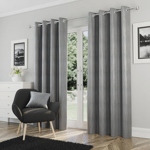 Enhanced Living Goodwood Silver Thermal Blockout Eyelet Curtains - 46 x 54 inch (117 x 137cm) - new but open/scruffy pack