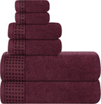 GLAMBURG Ultra Soft 6 Pack Cotton Towel Set, 2 Bath Towels 70 x 140 cm, 2 Hand Towels 40 x 60 cm and 2 Washbeds 30 x 30 cm-Burgundy- new but missing original packaging