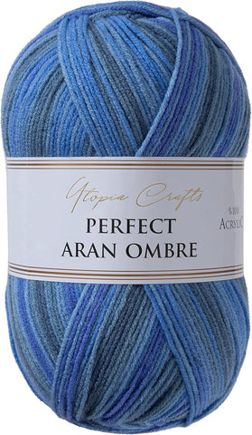 Utopia Crafts Aran Ombre Multicolour Knitting and Crochet Yarn, 300g - 600m- new