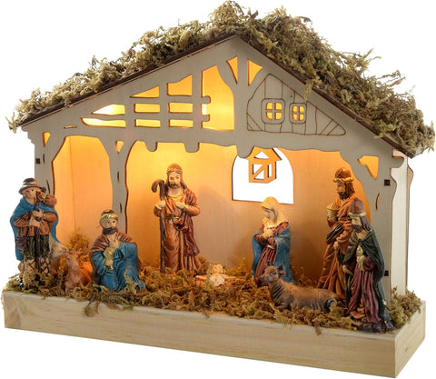 WeRChristmas Pre-Lit Christmas Wooden Decoration, condition new, open, scruffy box