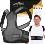 LyfeFocus S1 Premium Breathable Back Posture Corrector for Men & Women (Black Medium), open box (Ref E374)