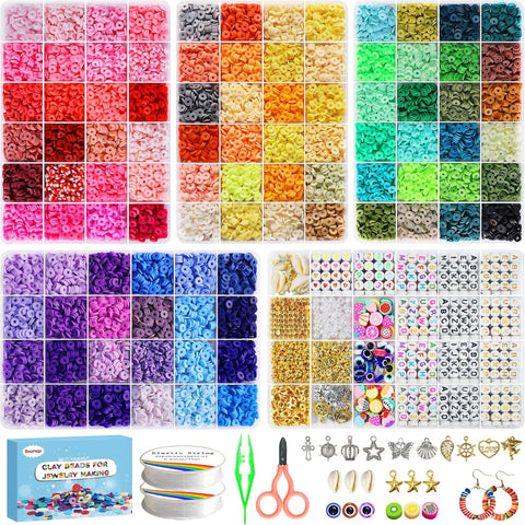 Dazhqp 20000 Clay Beads Bracelet Making Kit, condition new but some bits missing, but plenty still useable, open, scruffy box