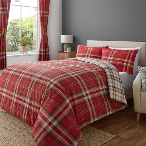 Catherine Lansfield Kelso Check Reversible King Duvet Cover Set, New, open, scruffy packaging