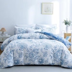BOLINLIVING Floral Duvet Cover 3 Pieces, Zipper Closure, Queen(90''x90'') new but no original packaging