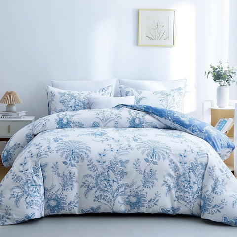 BOLINLIVING Floral Duvet Cover 3 Pieces, Zipper Closure, Queen(90''x90'') new but no original packaging