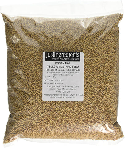 JustIngredients Essentials Yellow Mustard Seeds, 1 kg- best before 06/24- scruffy/dirty pack