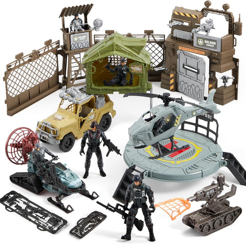 SYNCFUN Military Engineering Toy Set, used-good condition, small accessories missing (does not affect use), damaged-scruffy box
