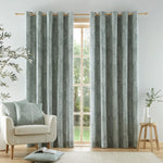 Catherine Lansfield Alder Trees Cotton 66x54 Inch Lined Eyelet Curtains Two Panels Sage Green, new/pack has been opened