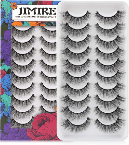 JIMIRE Cat eye ,   Eyelashes 10 Pairs , Fluffy Natural Look , 14mm , new m scruffy box