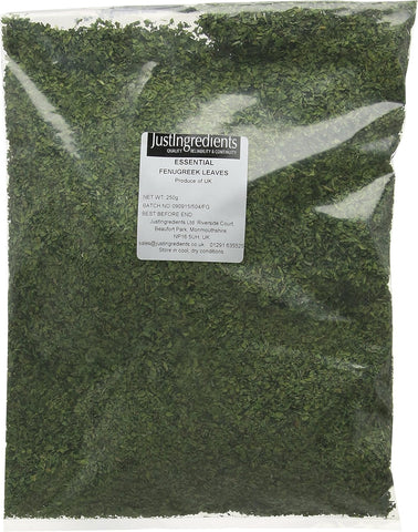 JustIngredients Essentials Fenugreek Leaves 250 g , best before 8/24 , slightly different label