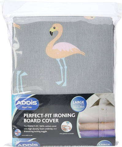 Addis Ironing Board Cover in Flamingo Print, Pink Silver new but scruffy packaging