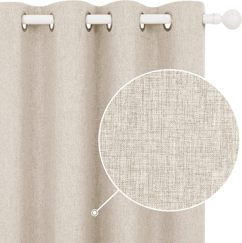 Deconovo 100% Blackout Curtains Faux Linen 46x54'', One Pair, New, no original packaging