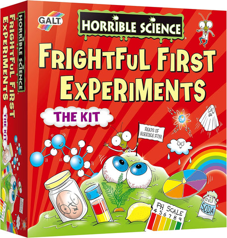 Galt Frightful First Experiments, New but missing spinning top covers, open, scruffy box