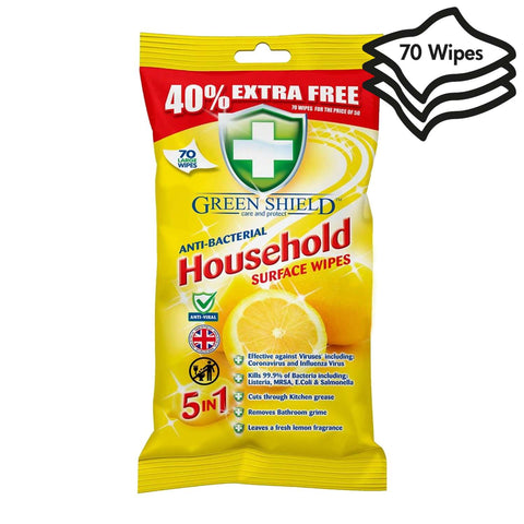 Green Shield Antibacterial Household surface Wipes 70 large wipes