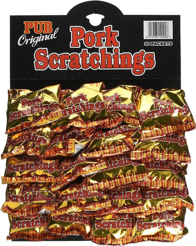 Pork Scratchings Pub Originals pack of 20 x 18g - best before 06/24-scuffy pack- (ref TB3-1)