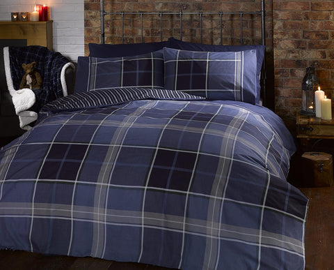 Argyle Single Quilt Bedding Set, Tartan Check, Blue, condition new, no original packaging