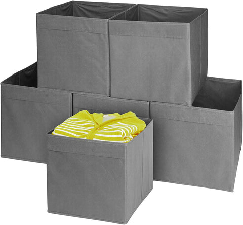 MATANA Set of 6 Foldable Fabric Storage Boxes, 33 x 33 x 37 cm, Grey New but no original packaging