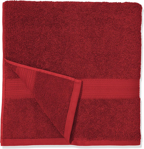 Amazon Basics 100% Cotton 2 Bath Towels, Red, 55.1 x 27.6 in, condition new, no original packaging