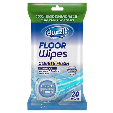 Duzzit Clean & Fresh Biodegradable Floor Wipes 20 Pack