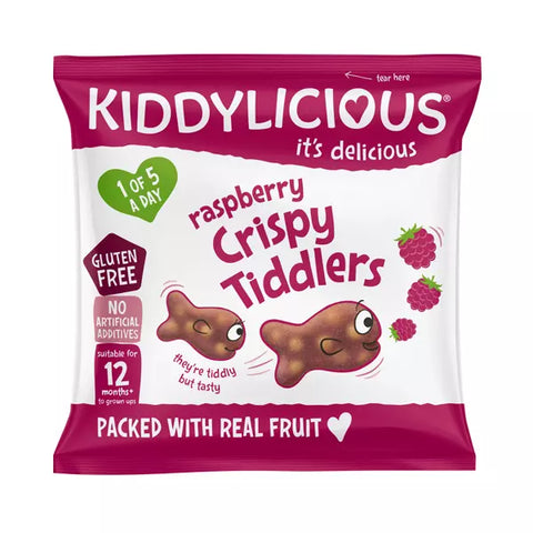 Kiddylicious Crispy Tiddlers Raspberry (12m+) - 12g, best before 07/25