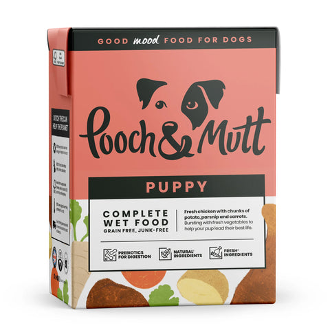 Pooch & Mutt - Puppy Specific Pack of Complete Wet Dog Food, 375g, best before 03/26