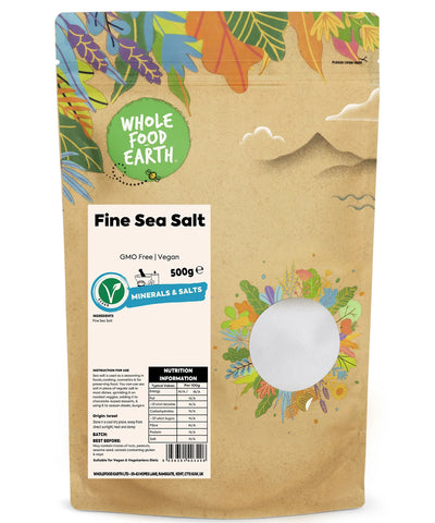 Wholefood Earth Fine Sea Salt 500 g- best before 09/11/26