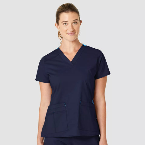 Wink Women's Verity V-Neck Scrub Top, Navy, size 4XL, (Ref TG3-1)