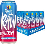 Rubicon RAW 12 Pack Raspberry & Blueberry 500ml Energy Drink, best before 07/2015 , no packaging