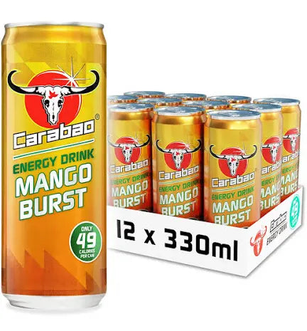 Carabao Energy Drink Mango Burst, 10x330ml only , best before 01/26 , some dented .