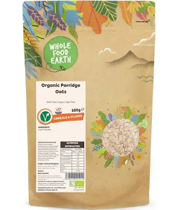 Wholefood Earth Organic Porridge Oats – 500g, best before 11/24