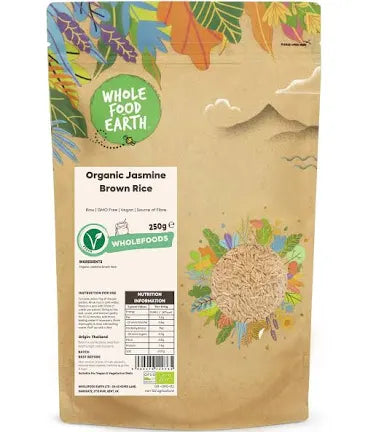 Wholefood Earth Organic Jasmine Brown Rice 250g , best before 05/25