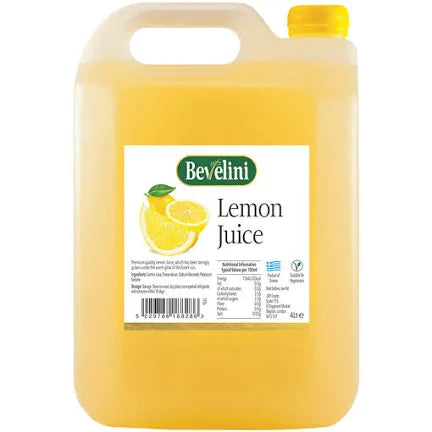 Bevelini Lemon Juice, 4 Litre , best before 5/25 , scruffy label/dented