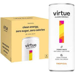 Virtue  - Natural Energy Drink - Sugar Free, Zero Calories, Vegan, Keto Friendly, Gluten Free - 12 x 250ml (Tropical) 10 ONLY , not in its original packaging . Best before 11/26