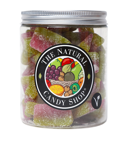 The natural candy shop Fizzy Watermelon Slices 220g damaged jar best before 30/4/24 (ref to3-4)