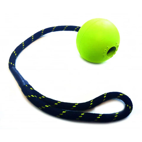 Tough Toys Happy Pet Rope Ball  3.25", lime green -(Ref E131)