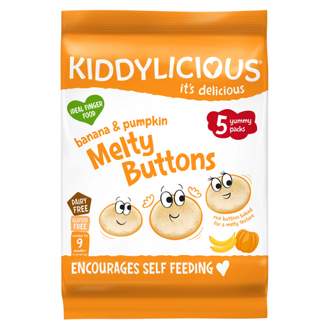 Kiddylicious Banana & Pumpkin Melty Buttons 30G, best before 01/25