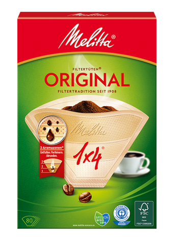 Melitta® Original Coffee Filters (Size 1x4 - 80 Pack) - damaged box