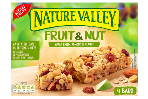 Nature Valley Fruit & Nut Apple, Raisin, Almond & Peanut Bars - 120g (4x30g) - best before 18/05/24- (Ref T13-3-4)