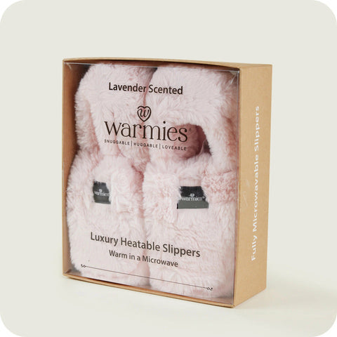 Warmies Microwaveable Slippers Luxury Lavender Scented Faux Fur - Pink- (ref E212)