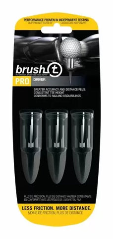 BrushT Driver Golf Tees with Ball Marker 57mm Black 3 pack (Ref E144)