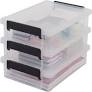 Iris Ohyama A4 Plastic File Storage Box, 4L, Set of 3, Clear, New, open box
