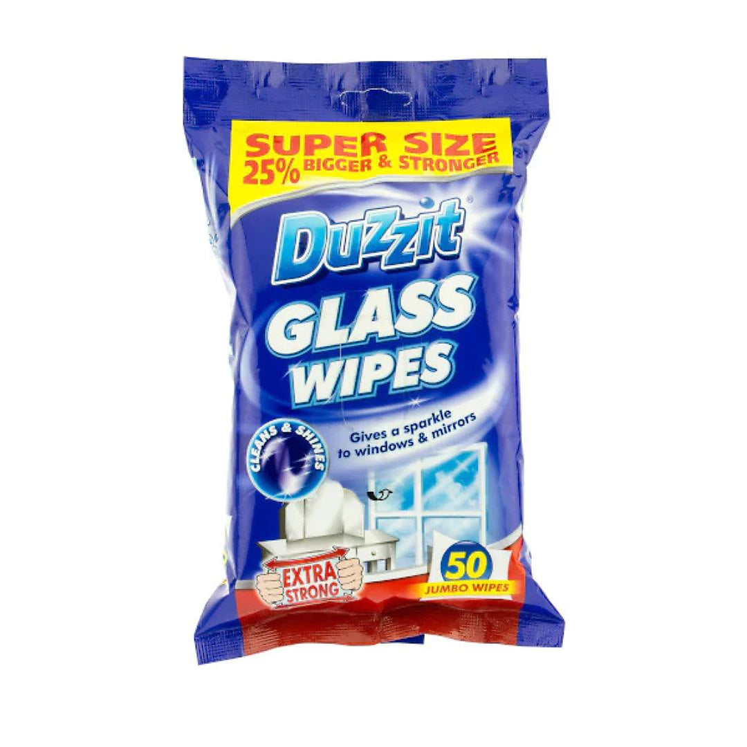 Duzzit Glass Wipes 50 Pack Jumbo Wipes – Netmarket