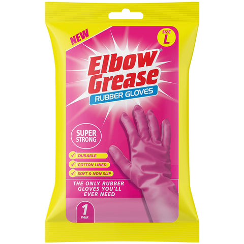 Elbow Grease Pink Household Rubber Gloves, 1 Pair - Large